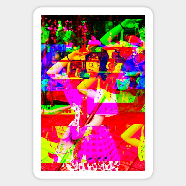 Anime Cosplay Girl Glitch Art 03 Sticker by GLITCH.HUB